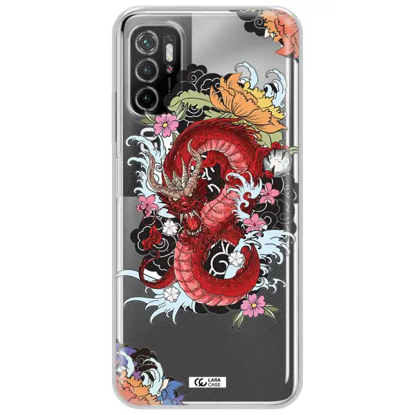 A Red Dragon With Flowers And Clouds Xiaomi Poco M4 Pro 5G Clear Tpu Case