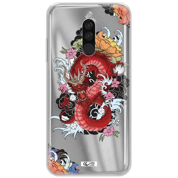 A Red Dragon With Flowers And Clouds Xiaomi Redmi 8 Clear Tpu Case
