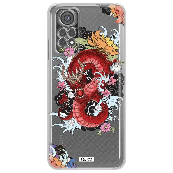 A Red Dragon With Flowers And Clouds Xiaomi Redmi Note 11S Clear Tpu Case