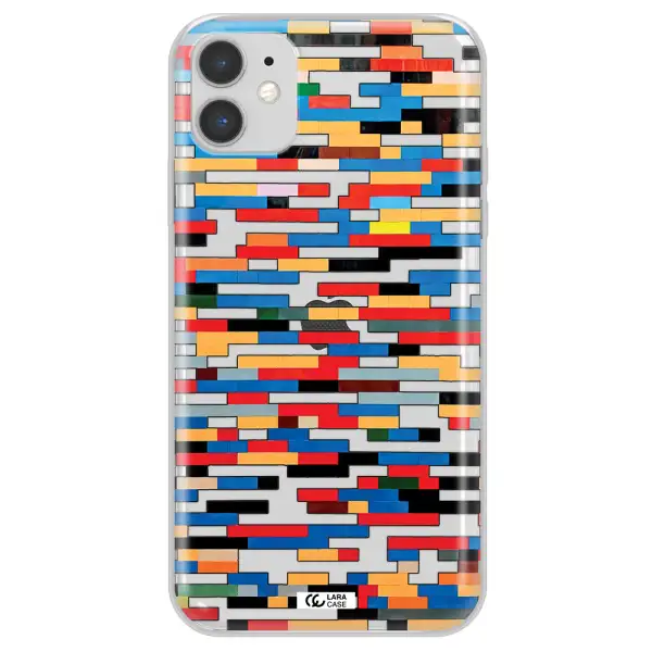 a colorful rectangular pattern on a white surface Apple iPhone 11 Clear TPU Case
