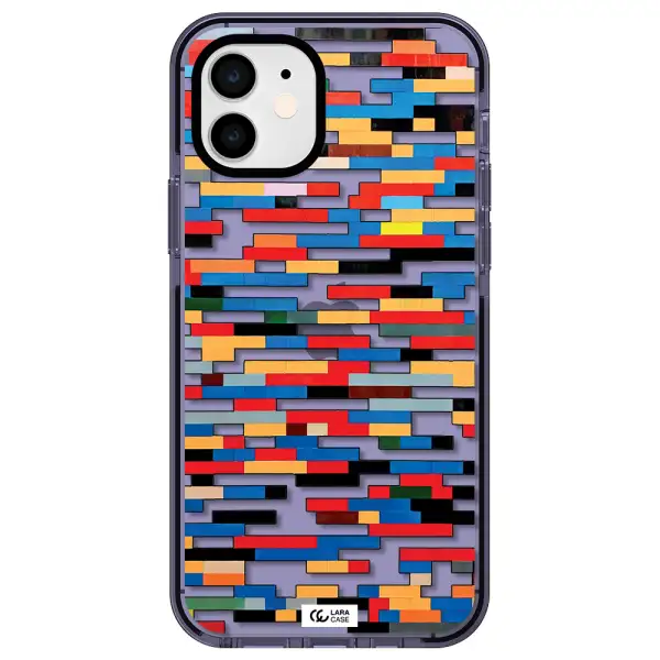 a colorful rectangular pattern on a white surface Apple iPhone 11 impact Lilac Case