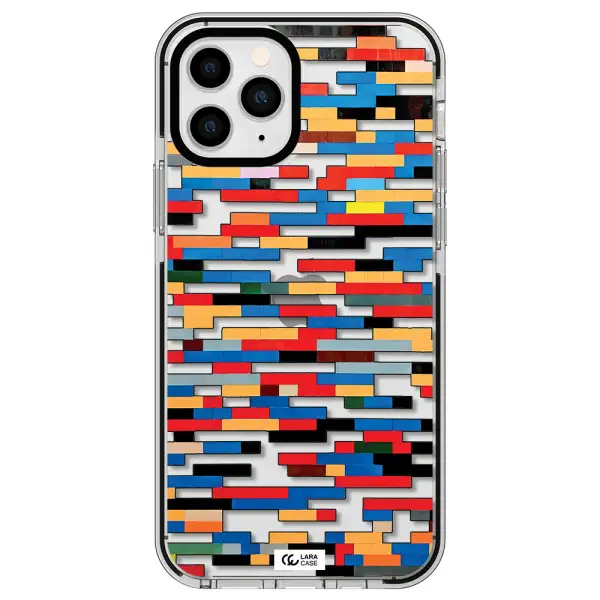 a colorful rectangular pattern on a white surface Apple iPhone 11 pro max impact black border Case