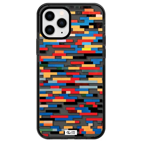 a colorful rectangular pattern on a white surface Apple iPhone 11 pro max impact Smoke Black Case