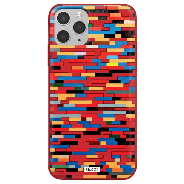 a colorful rectangular pattern on a white surface Apple iPhone 11 pro Silicone Imperial Red Case
