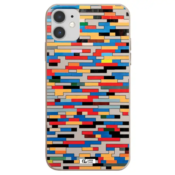 a colorful rectangular pattern on a white surface Apple iPhone 11 Silicone Stone Case
