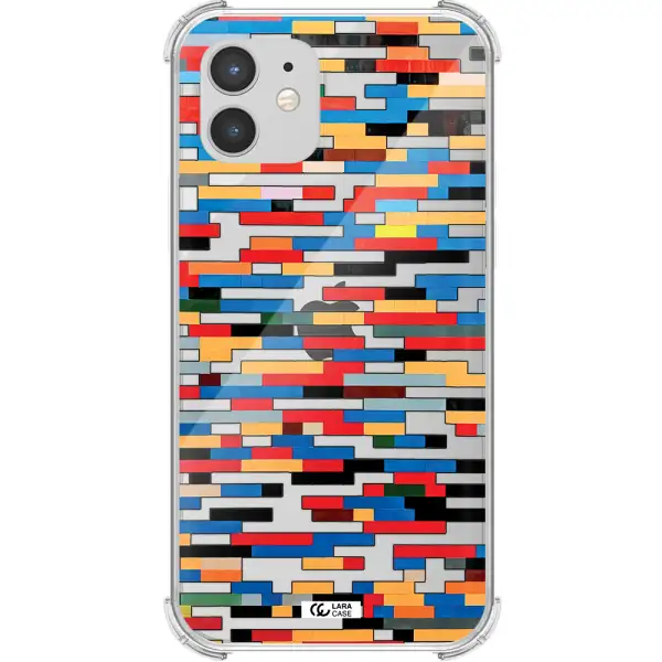 a colorful rectangular pattern on a white surface Apple iPhone 12 Clear PC Case