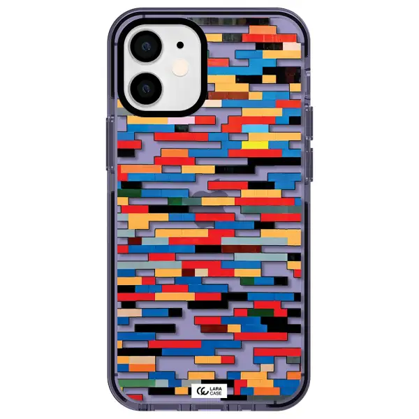 a colorful rectangular pattern on a white surface Apple iPhone 12 mini impact Lilac Case