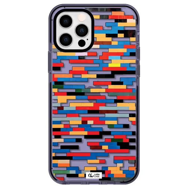 a colorful rectangular pattern on a white surface Apple iPhone 12 pro impact Lilac Case