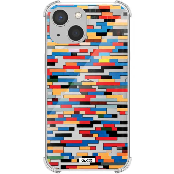 a colorful rectangular pattern on a white surface Apple iPhone 13 mini Clear PC Case