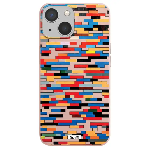 a colorful rectangular pattern on a white surface Apple iPhone 13 mini Silicone pastel pink Case