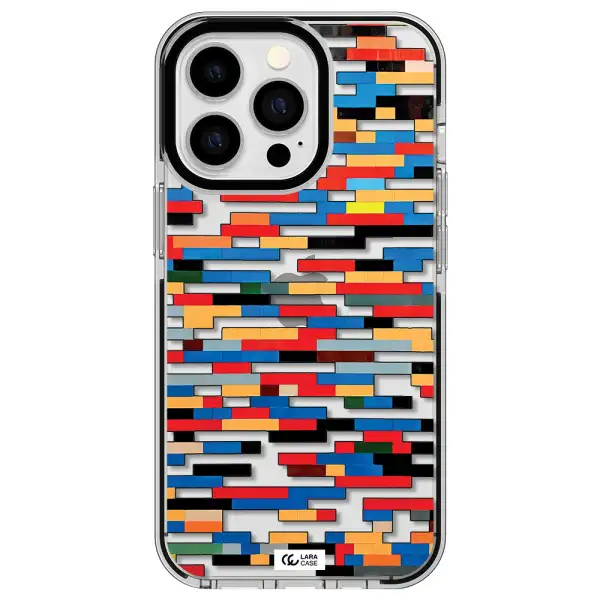 a colorful rectangular pattern on a white surface Apple iPhone 13 Pro impact black border Case