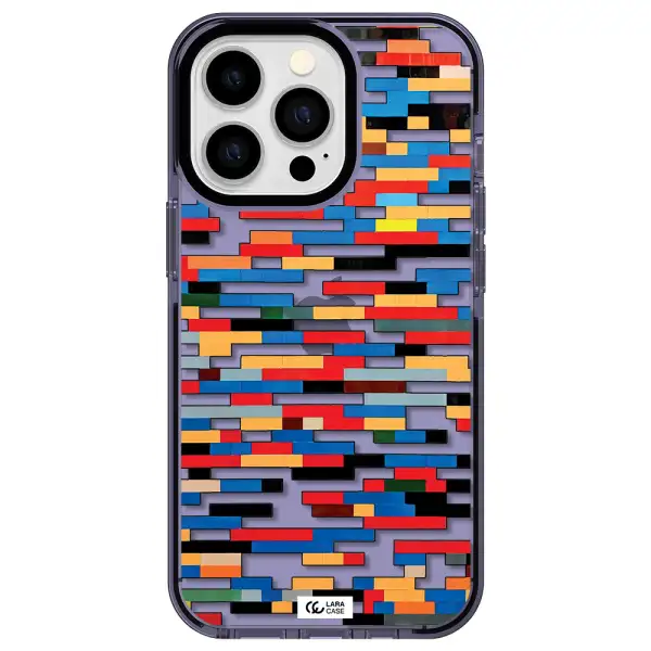 a colorful rectangular pattern on a white surface Apple iPhone 13 Pro impact Lilac Case