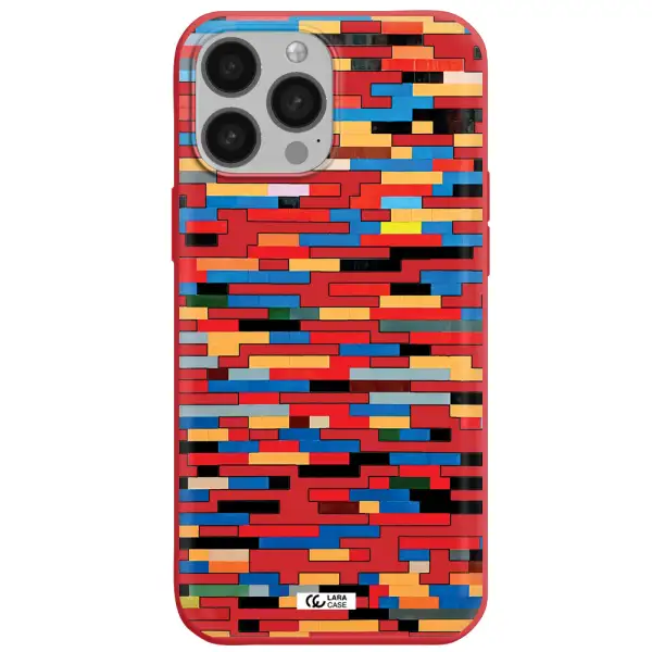 a colorful rectangular pattern on a white surface Apple iPhone 13 Pro Max Silicone Imperial Red Case