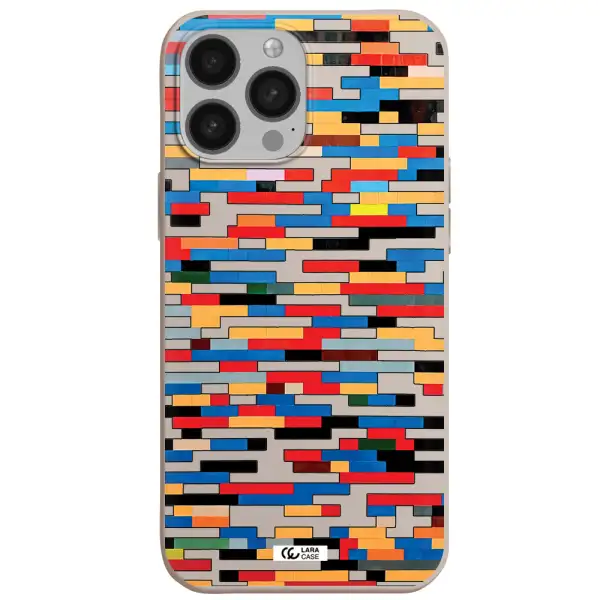 a colorful rectangular pattern on a white surface Apple iPhone 13 Pro Max Silicone Stone Case
