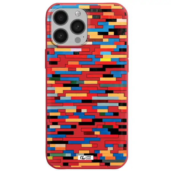 a colorful rectangular pattern on a white surface Apple iPhone 13 Pro Silicone Imperial Red Case