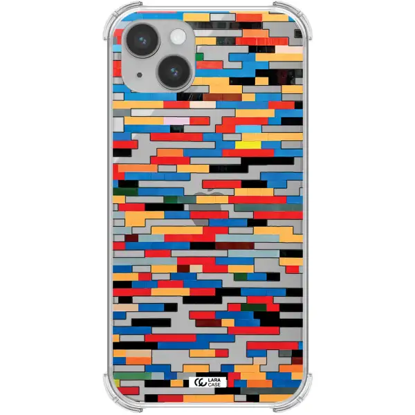 a colorful rectangular pattern on a white surface Apple iPhone 14 Clear PC Case