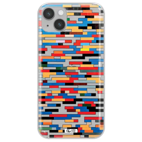 a colorful rectangular pattern on a white surface Apple iPhone 14 plus Clear TPU Case