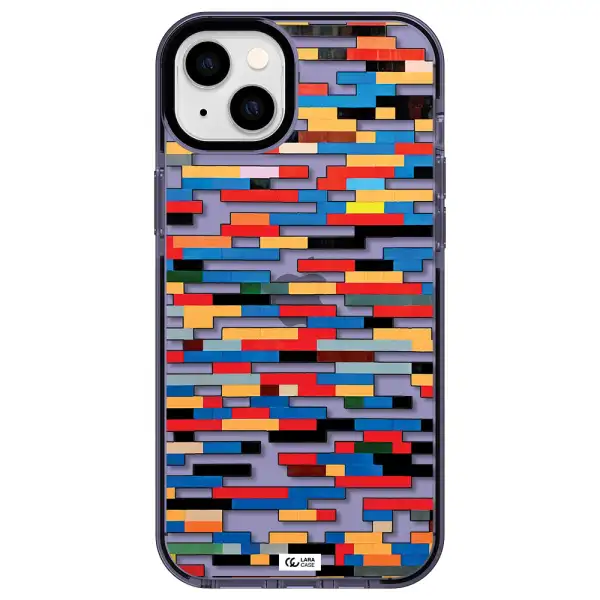 a colorful rectangular pattern on a white surface Apple iPhone 14 plus impact Lilac Case