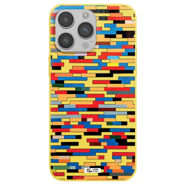 a colorful rectangular pattern on a white surface Apple iPhone 14 pro Silicone canary yellow Case