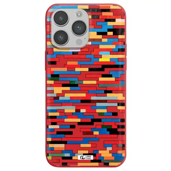 a colorful rectangular pattern on a white surface Apple iPhone 14 pro Silicone Imperial Red Case