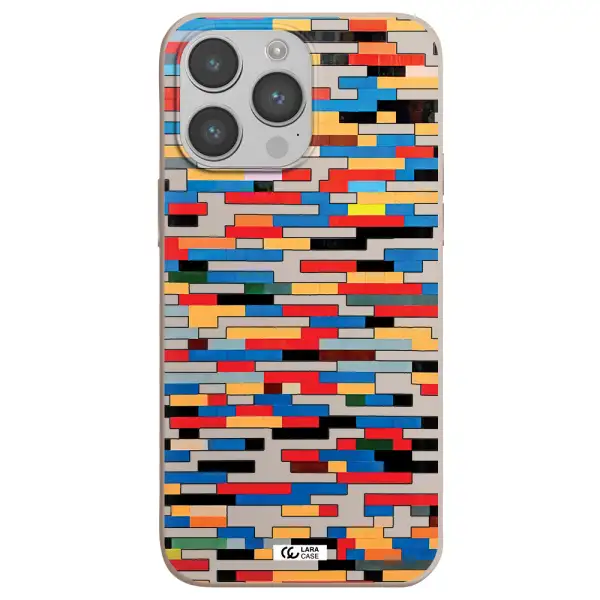 a colorful rectangular pattern on a white surface Apple iPhone 14 pro Silicone Stone Case