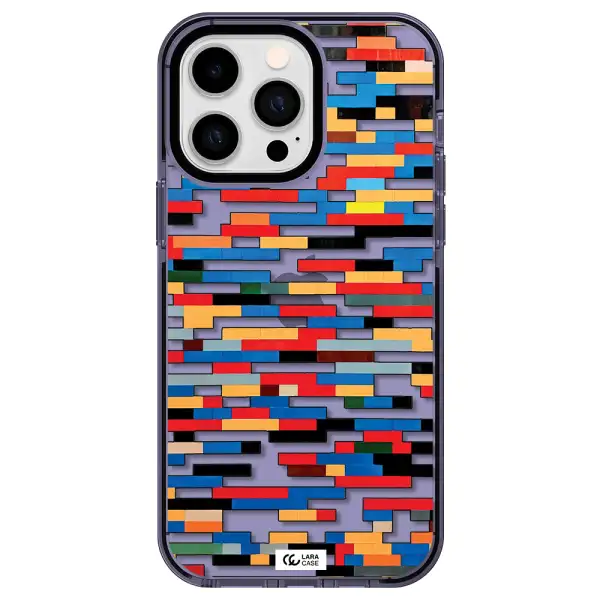 a colorful rectangular pattern on a white surface Apple iPhone 15 Pro impact Lilac Case