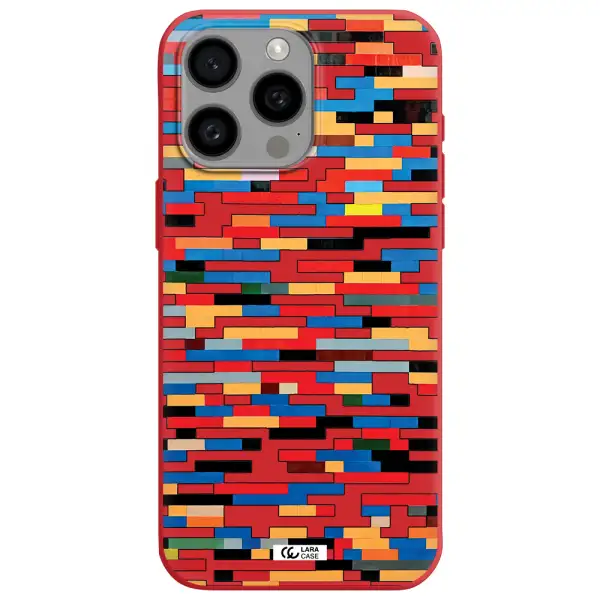 A Colorful Rectangular Pattern On A White Surface Apple Iphone 15 Pro Max Silicone Imperial Red Case