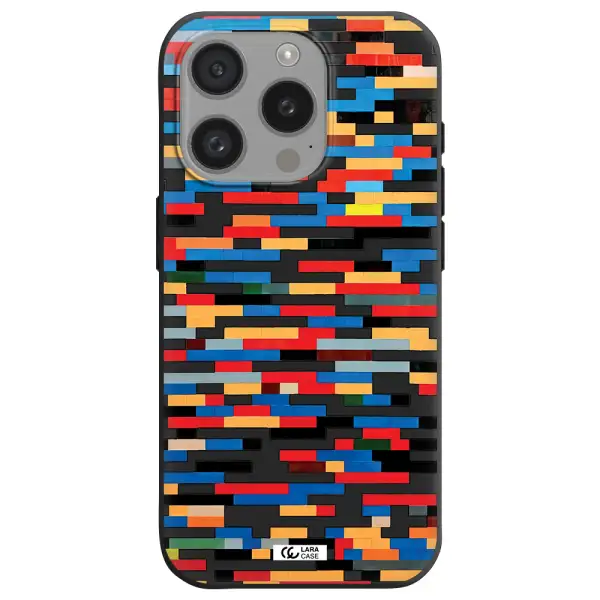 A Colorful Rectangular Pattern On A White Surface Apple Iphone 15 Pro Silicone Black Case