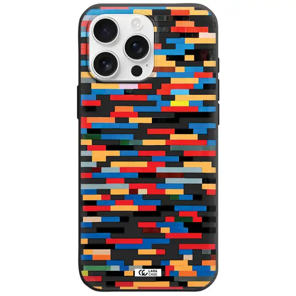 A Colorful Rectangular Pattern On A White Surface Apple Iphone 16 Pro Max Silicone Black Case