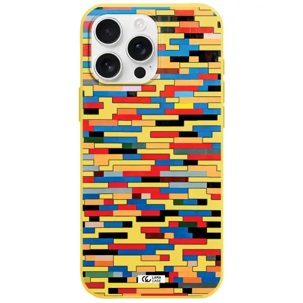 A Colorful Rectangular Pattern On A White Surface Apple Iphone 16 Pro Max Silicone Canary Yellow Case