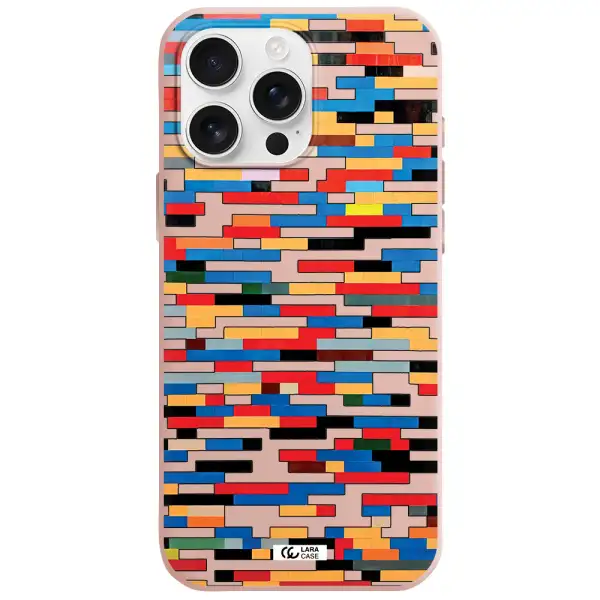 A Colorful Rectangular Pattern On A White Surface Apple Iphone 16 Pro Max Silicone Pastel Pink Case