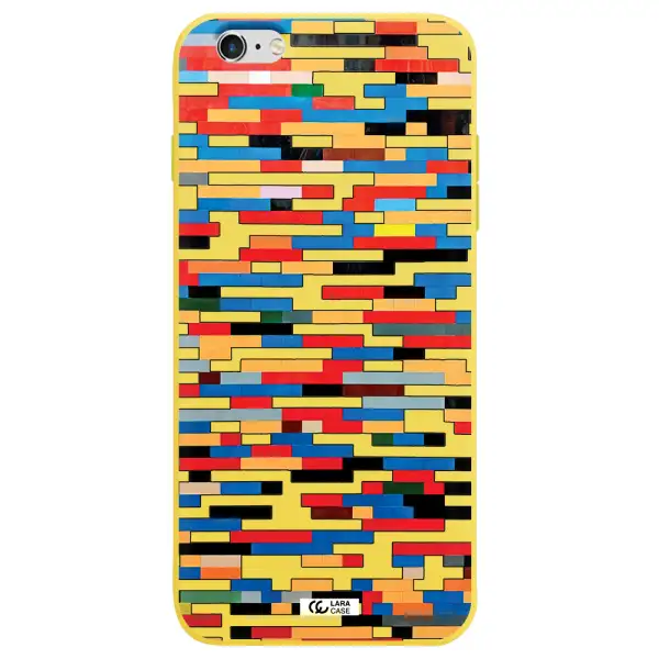 a colorful rectangular pattern on a white surface Apple iPhone 6 plus Silicone canary yellow Case