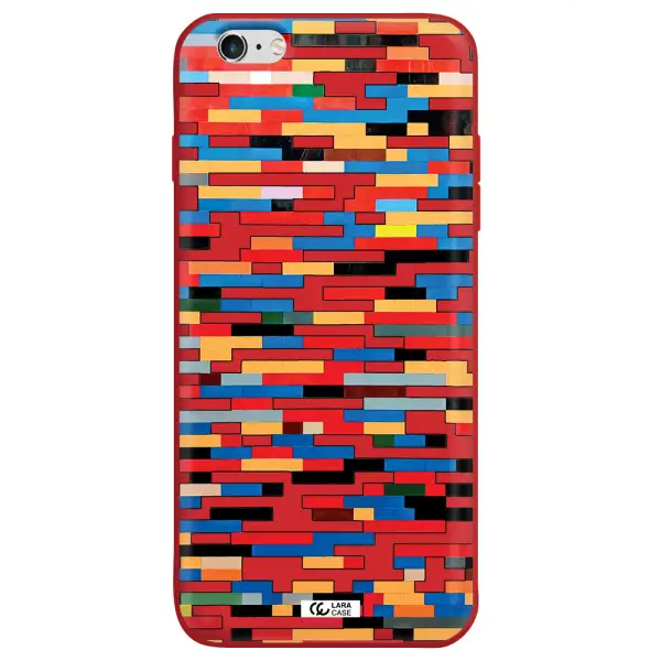 a colorful rectangular pattern on a white surface Apple iPhone 6 plus Silicone Imperial Red Case