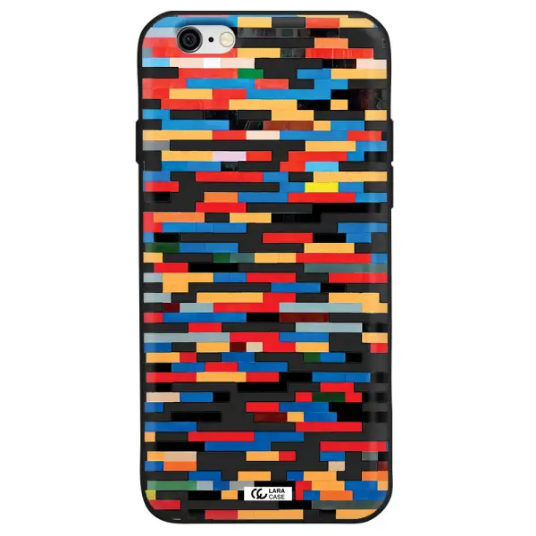 a colorful rectangular pattern on a white surface Apple iPhone 6 Silicone black Case