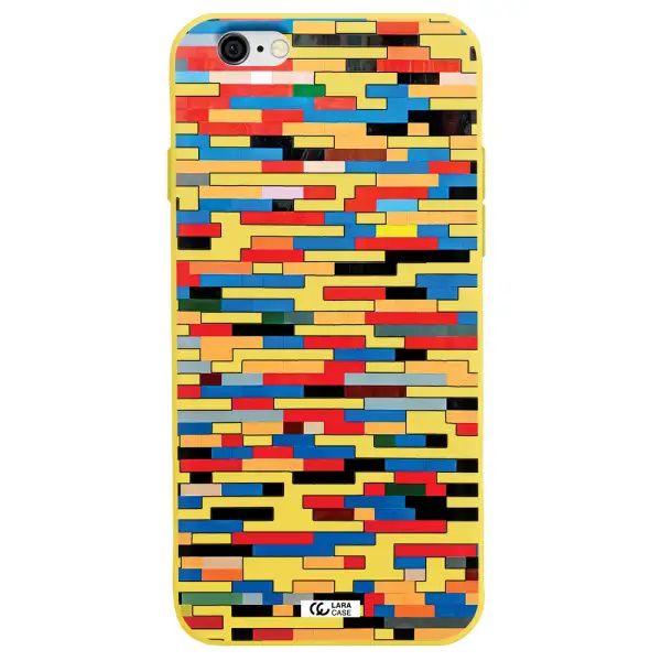 a colorful rectangular pattern on a white surface Apple iPhone 6 Silicone canary yellow Case