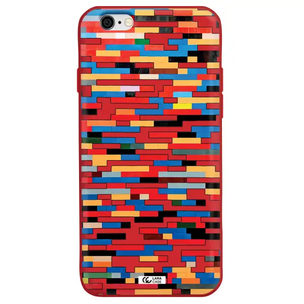 a colorful rectangular pattern on a white surface Apple iPhone 6 Silicone Imperial Red Case