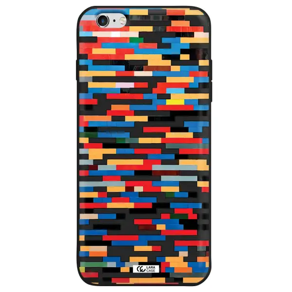 a colorful rectangular pattern on a white surface Apple iPhone 6S Silicone black Case