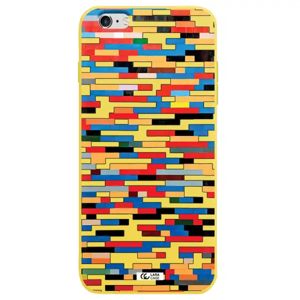 a colorful rectangular pattern on a white surface Apple iPhone 6S Silicone canary yellow Case
