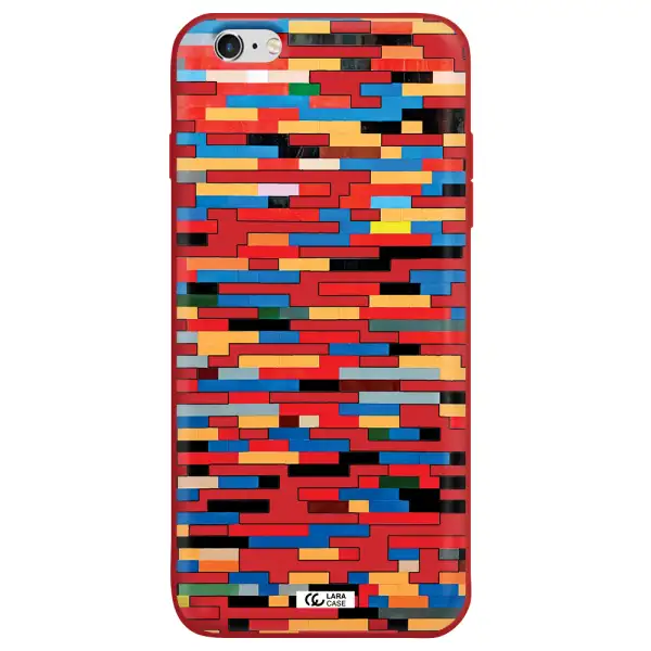 a colorful rectangular pattern on a white surface Apple iPhone 6S Silicone Imperial Red Case
