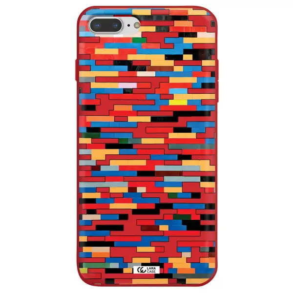 a colorful rectangular pattern on a white surface Apple iPhone 7 plus Silicone Imperial Red Case