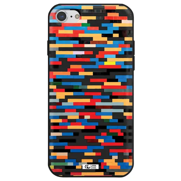a colorful rectangular pattern on a white surface Apple iPhone 7 Silicone black Case