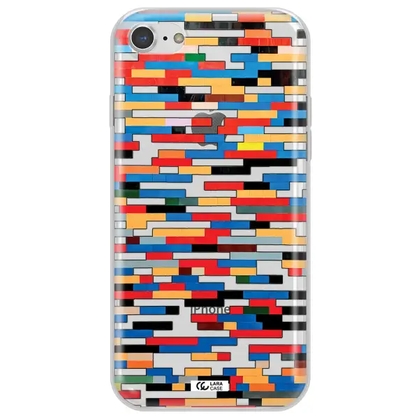 a colorful rectangular pattern on a white surface Apple iPhone 8 Clear TPU Case