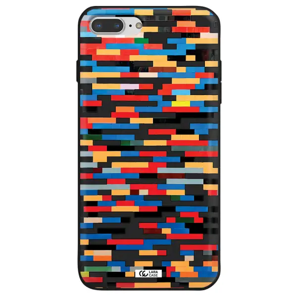a colorful rectangular pattern on a white surface Apple iPhone 8 plus Silicone black Case