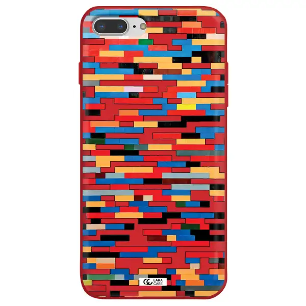 a colorful rectangular pattern on a white surface Apple iPhone 8 plus Silicone Imperial Red Case