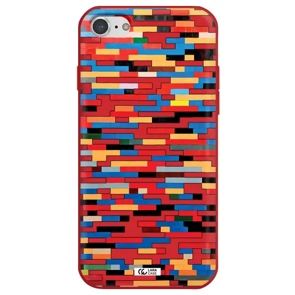 a colorful rectangular pattern on a white surface Apple iPhone 8 Silicone Imperial Red Case