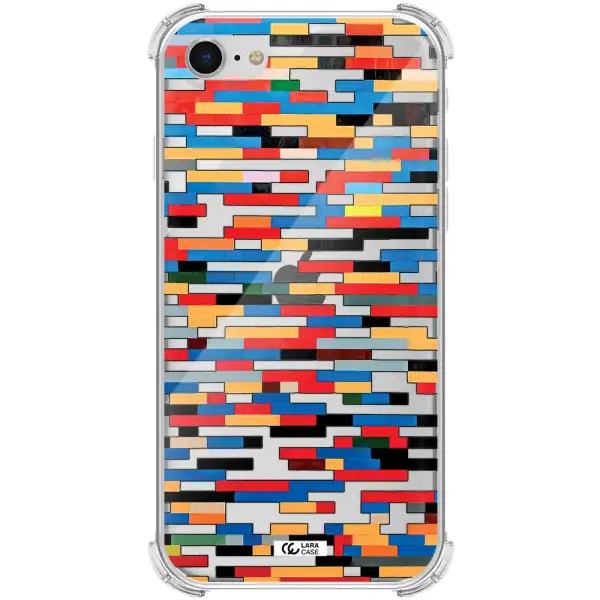 a colorful rectangular pattern on a white surface Apple iPhone se 2020 Clear PC Case