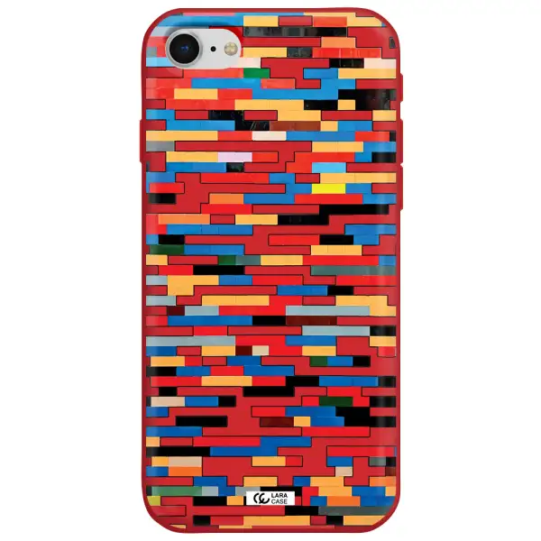 a colorful rectangular pattern on a white surface Apple iPhone se 2020 Silicone Imperial Red Case