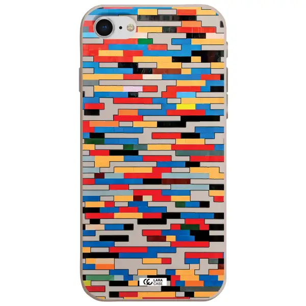a colorful rectangular pattern on a white surface Apple iPhone se 2020 Silicone Stone Case