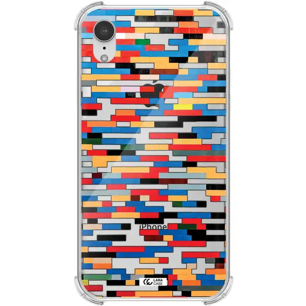 a colorful rectangular pattern on a white surface Apple iPhone XR Clear PC Case