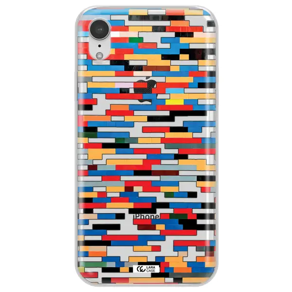 a colorful rectangular pattern on a white surface Apple iPhone XR Clear TPU Case